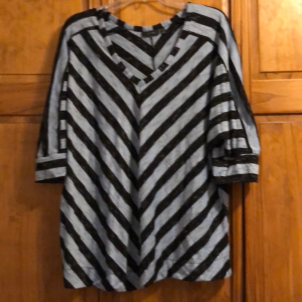 Apt 9 Blue & Black Stripe Blouse 2X